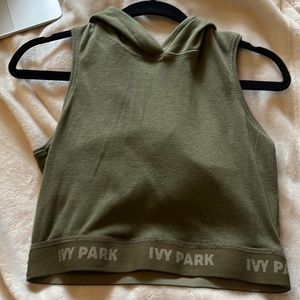 Ivy park cropped green tank with hood